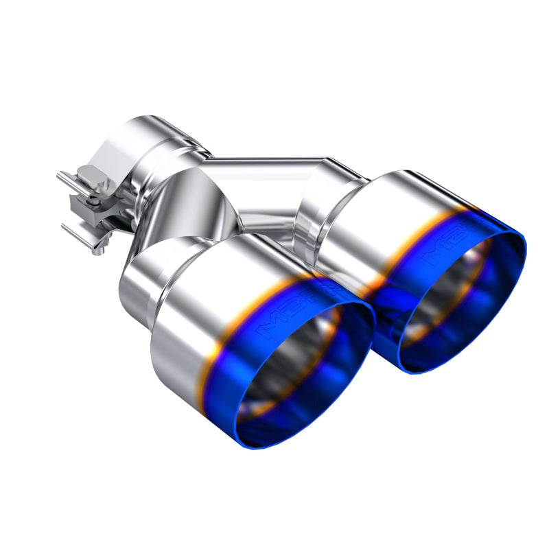 MBRP Burnt End Tip for 2.5-inch Exhaust - Dual 4-inch Outer Diameter Out, Single Wall T304 Stainless Steel, Driver Side