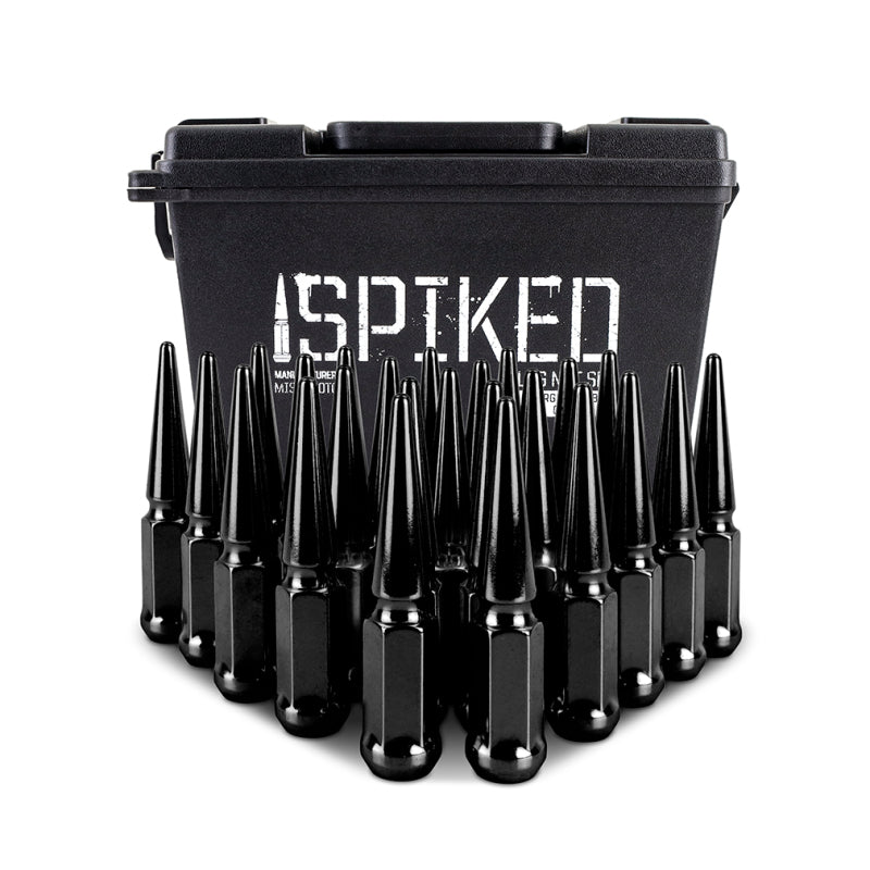 Mishimoto Steel Spiked Lug Nuts M12 x 1.5 – 24-Piece Black Set for Enhanced Wheel Security and Style