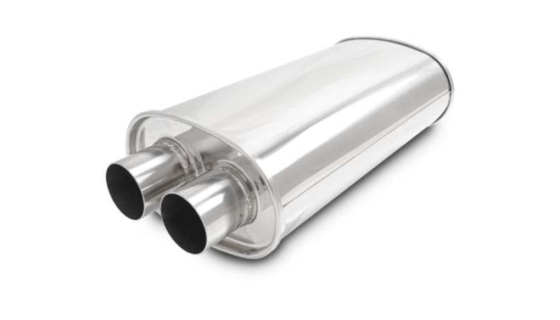 Vibrant Universal StreetPower 2.25 Inch Stainless Steel Oval Muffler with Dual In-Out