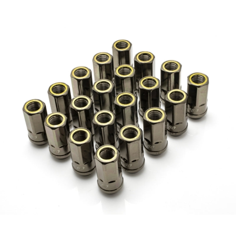 Wheel Mate Muteki HR50 Titanium Chrome Open End Lug Nuts with Yellow Ring – 14x1.50 Thread Size