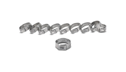 Vibrant One Ear Stepless Stainless Steel Pinch Clamps 12.8-15.3mm Clamp Range (Pack of 10)