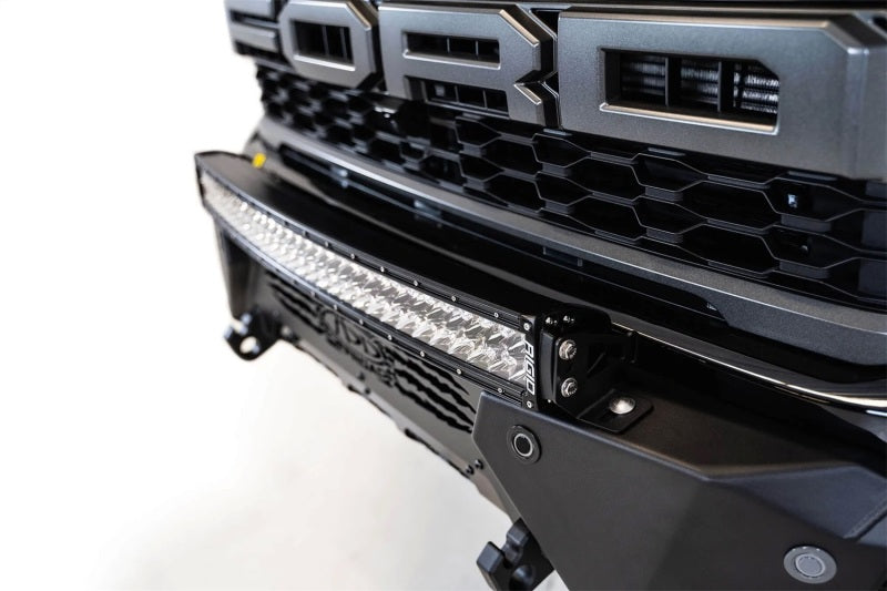 Addictive Desert Designs HoneyBadger Front Bumper for Ford Raptor 2021-2023 with Light Mounts and Satin Black Finish