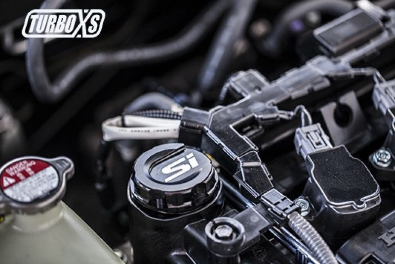 Turbo XS Black Oil Cap with Si Logo for 2017 Honda Civic and More