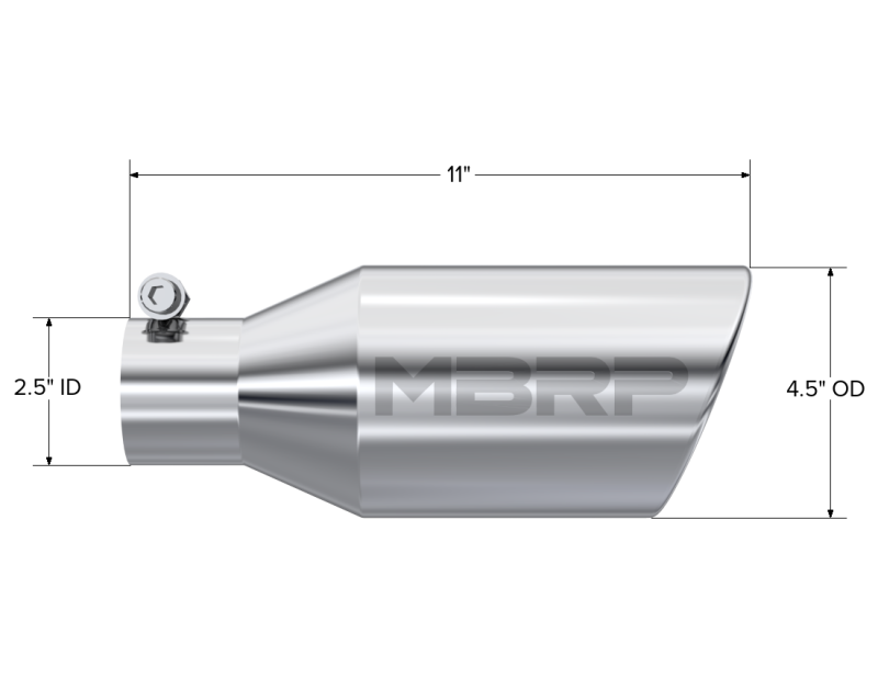 MBRP Universal Exhaust Tip 4.5 Inch Outlet Diameter, 2.5 Inch Inlet, T304 Stainless Steel, Angle Rolled End