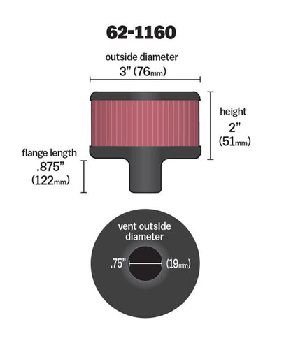 K&N Engineering 62-1160 Chrome Plated 3/4 Inch Crankcase Vent Filter for Classic and Racing Engines