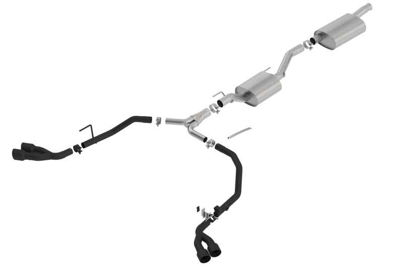 Borla Touring Cat-Back Exhaust System for 2020-2026 Jeep Gladiator 3.6L V6 with Black Coated Tailpipes and Tips