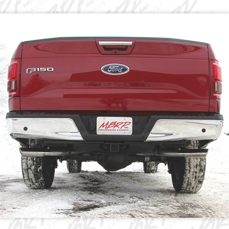 MBRP Armor Lite Series 2.5 Inch Cat Back Dual Side Split Exhaust System for 2015-2016 Ford F-150 with 2.7L/3.5L EcoBoost