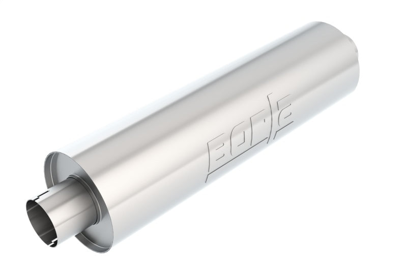 Borla Heavy Duty Truck Muffler - 3 inch Center-Inlet & Outlet, 24-inch Length, Notched Necks, Reversible Design
