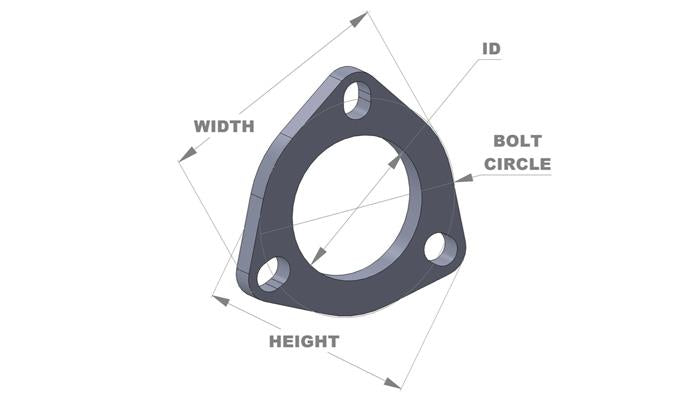 Vibrant 3-Bolt T304 Stainless Steel Exhaust Flange for 2.75 Inch Inside Diameter Piping