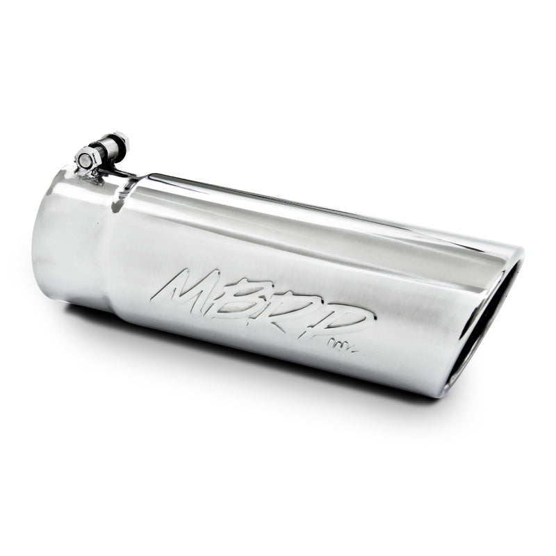 MBRP Universal 4-inch Exhaust Tip with Angled Rolled End - 3.5-inch Inlet, 10-inch Length