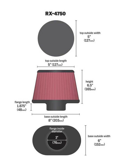 K&N Engineering Part RX-4750 Universal XStream Clamp-On Air Filter for Nissan Xterra