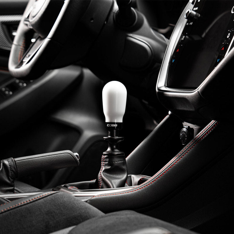 COBB Subaru 6-Speed Tall Weighted Shift Knob - White with Red and Black Collars