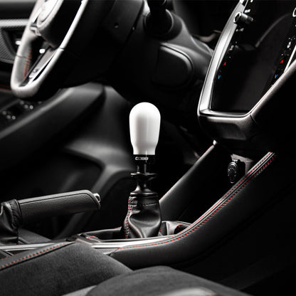 COBB Subaru 6-Speed Tall Weighted Shift Knob - White with Red and Black Collars