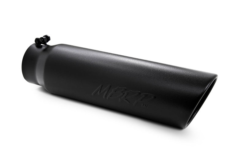 MBRP Universal 5-inch OD Black Exhaust Tip with Angled Rolled End - Part Number T5124BLK
