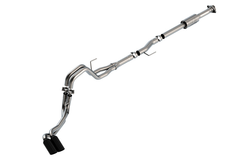 Borla F-150 2021-2025 2.7L/3.5L ATAK Cat-Back Dual Exit Exhaust System with Black Chrome Tips - Part #140872BC