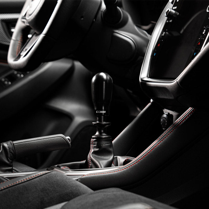 COBB Subaru 6-Speed Tall Weighted Shift Knob - Black with Red and Black Collars