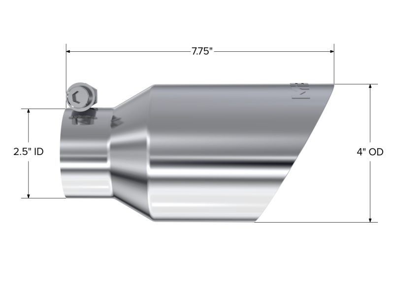 MBRP Universal Exhaust Tip 4 inch OD Dual Wall Angled Stainless Steel with 2.5 inch Inlet
