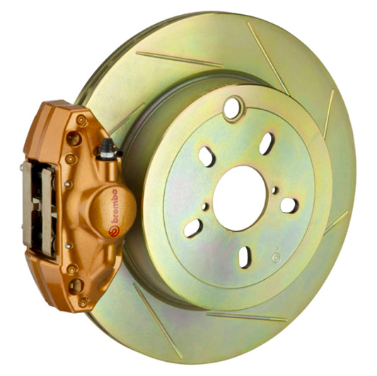 Brembo 12-16 FRS Exc with Electric Parking Brake Rear GT Big Brake Kit – Cast 2-Piece, 316x20 mm Rotor, Slot Type, Gold Finish