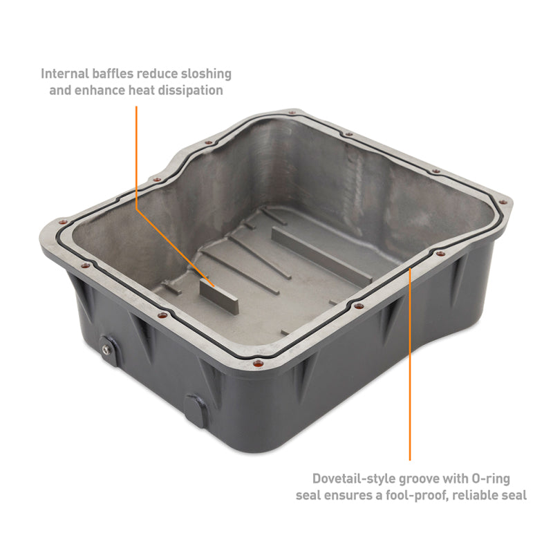 Mishimoto Aluminum Transmission Pan for 2001-2019 Chevy/GMC Duramax 6.6L - Cast Aluminum, Gunmetal Gray Part MMTP-DMAX-01