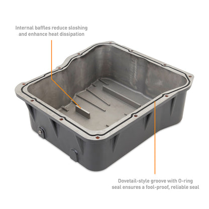 Mishimoto Aluminum Transmission Pan for 2001-2019 Chevy/GMC Duramax 6.6L - Cast Aluminum, Gunmetal Gray Part MMTP-DMAX-01