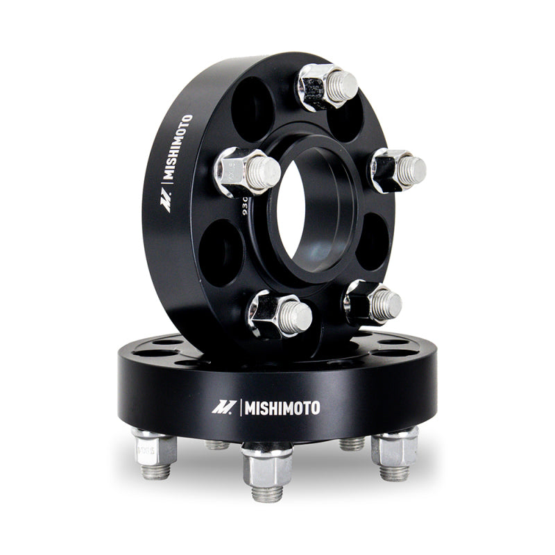 Mishimoto 5x114.3 Wheel Spacers with 67.1mm Center Bore and M12 Studs – Black, Part Number MMWS-004-250BK