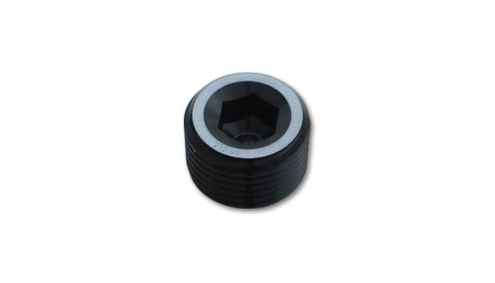 Vibrant 1/2 Inch NPT Socket Pipe Plugs - Aluminum, Black Anodized