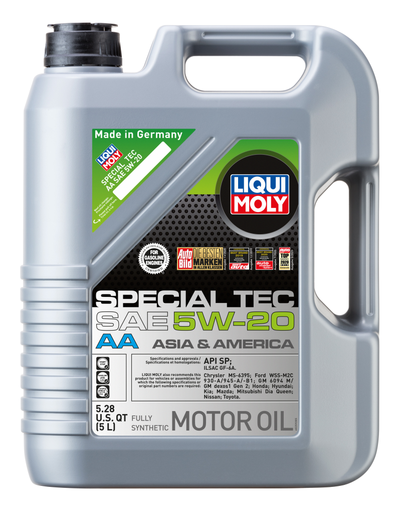 LIQUI MOLY Special Tec AA 5W-20 Motor Oil – 5 Quart for Modern Gasoline Engines with Direct Injection and Turbochargers