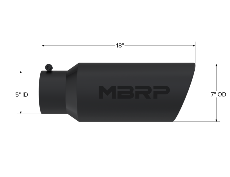 MBRP Universal 7-inch O.D. Rolled End Exhaust Tip with Black Coating - Part #T5127BLK