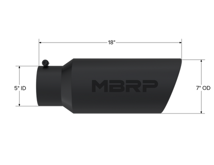 MBRP Universal 7-inch O.D. Rolled End Exhaust Tip with Black Coating - Part #T5127BLK