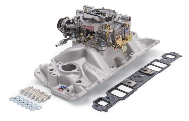 Edelbrock Part 2021 Small-Block Chevy Single-Quad Manifold and Carburetor Kit