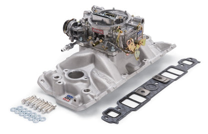 Edelbrock Part 2021 Small-Block Chevy Single-Quad Manifold and Carburetor Kit