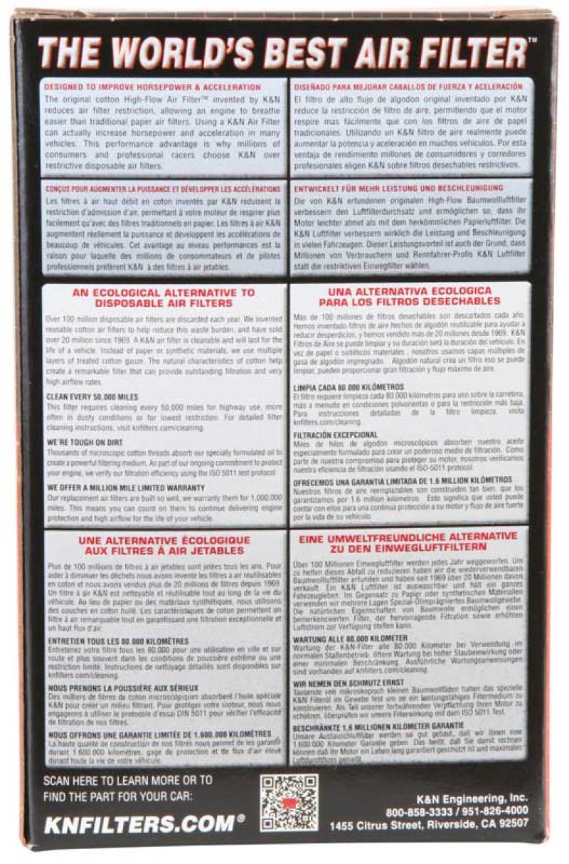 K&N Engineering Universal Rubber Air Filter - Round Straight 3.5 Inch Base OD x 3.5 Inch Top OD x 5 Inch Height