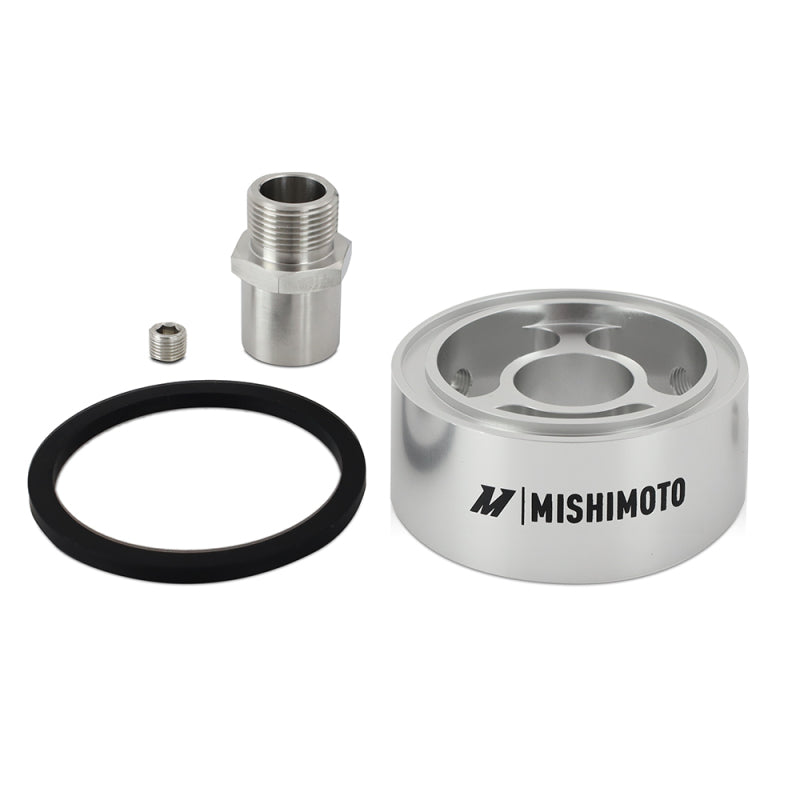 Mishimoto Oil Filter Spacer 32mm M22 x 1.5 Thread - Silver for Enhanced Engine Clearance and Monitoring