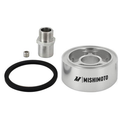 Mishimoto Oil Filter Spacer 32mm M22 x 1.5 Thread - Silver for Enhanced Engine Clearance and Monitoring