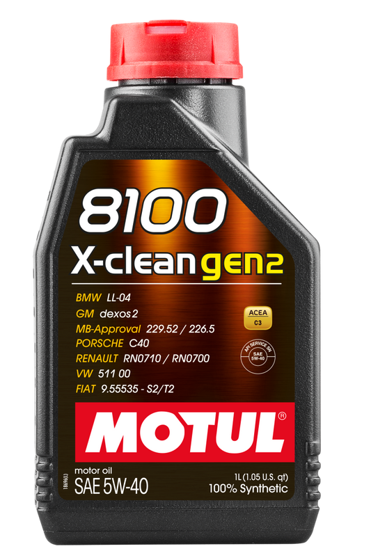 Motul 1L Synthetic Engine Oil 8100 X-CLEAN Gen 2 5W40 for High-Performance Engines
