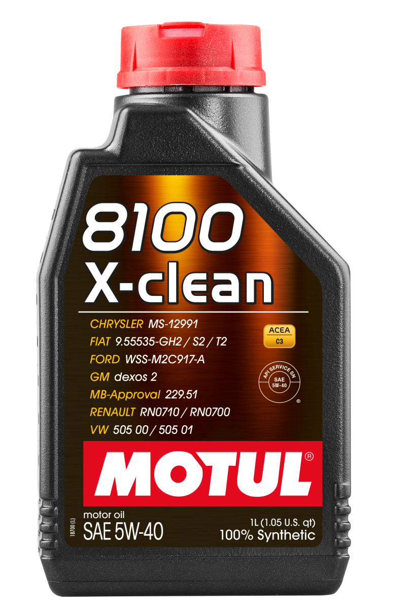 Motul 1L Synthetic Engine Oil 8100 5W40 X-Clean C3 – High-Performance Motor Oil for Turbocharged Gasoline and Diesel Engines