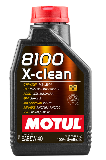 Motul 1L Synthetic Engine Oil 8100 5W40 X-Clean C3 – High-Performance Motor Oil for Turbocharged Gasoline and Diesel Engines