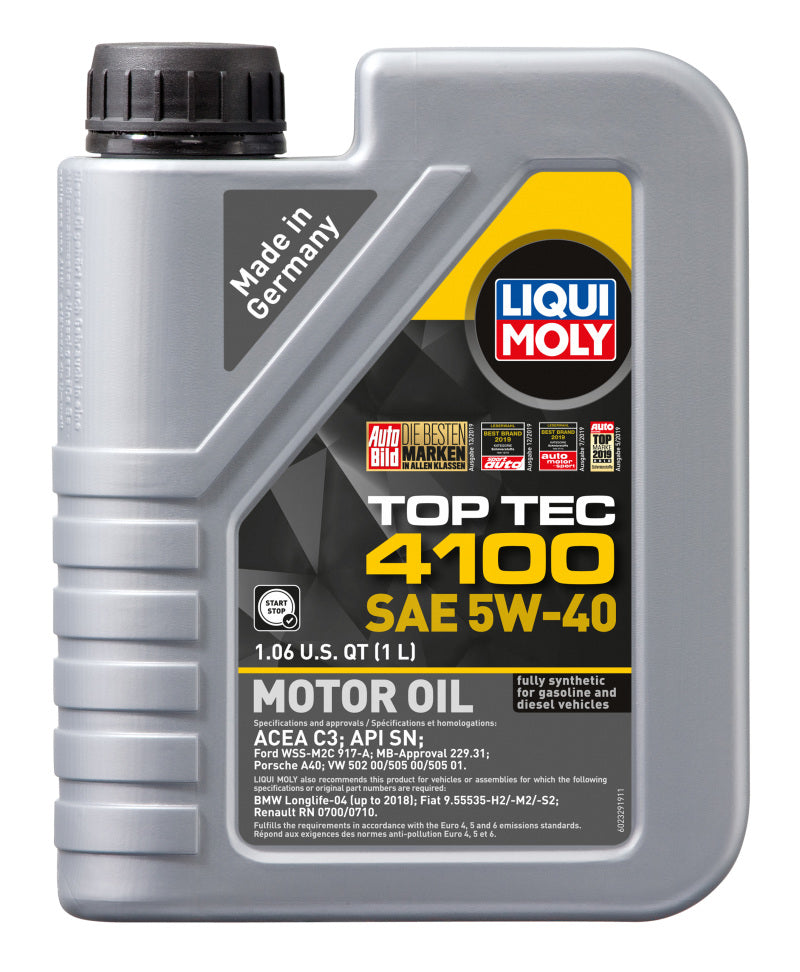 LIQUI MOLY Top Tec 4100 1L SAE 5W40 Synthetic Motor Oil for Diesel and Gas Engines