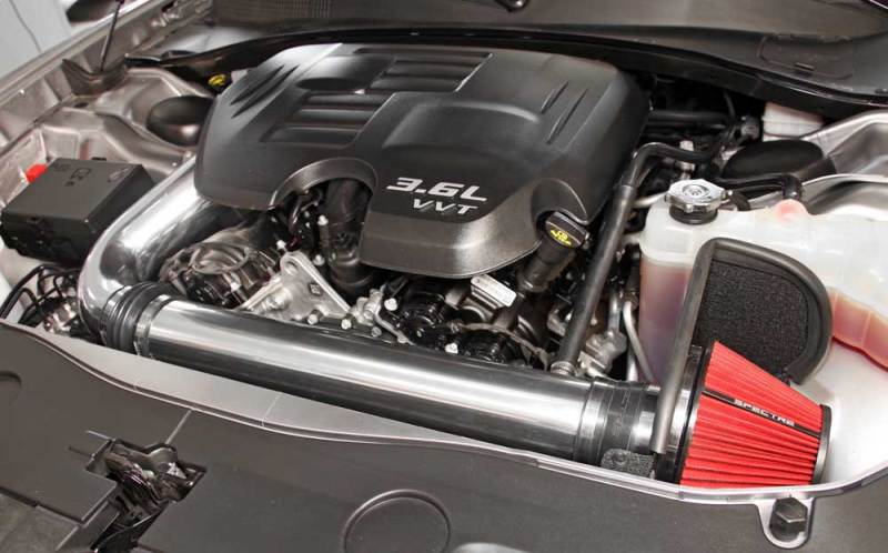 Spectre 11-17 Challenger/Charger 3.6L Air Intake Kit – Polished Aluminum with Red Washable Filter