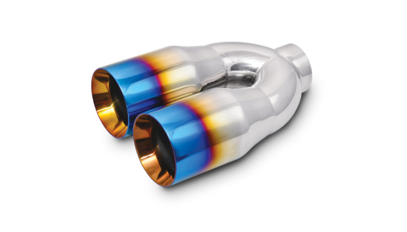 Vibrant 1339B 2.5-inch ID Dual 3.5-inch OD Round Stainless Steel Exhaust Tips with Burnt Blue Finish