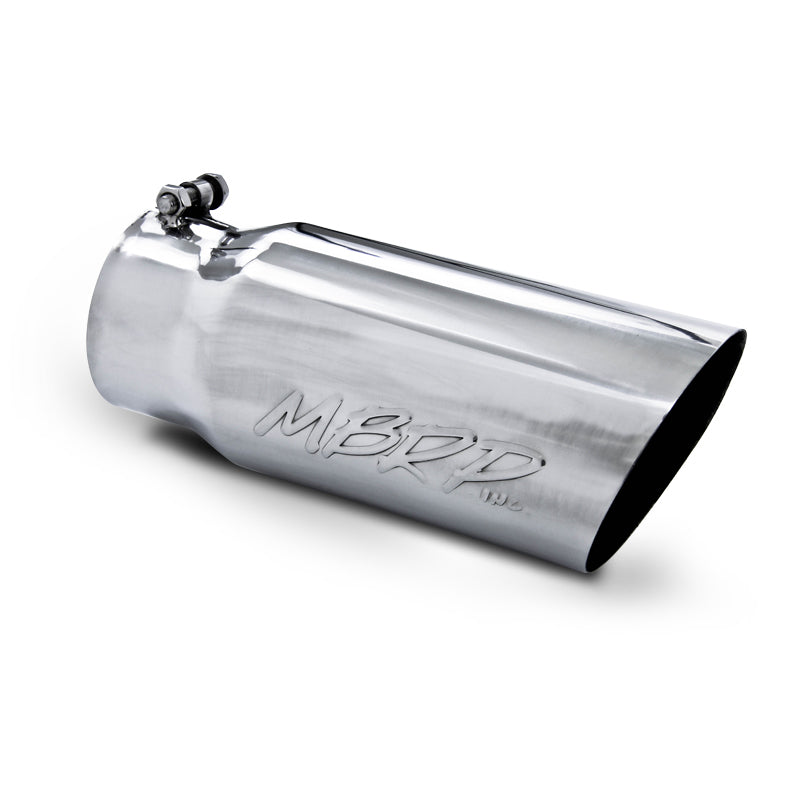 MBRP Universal 5-inch Diameter Angled Exhaust Tip – 4-Inlet, 12-Inch Length, Mirror Polished T304 Stainless Steel