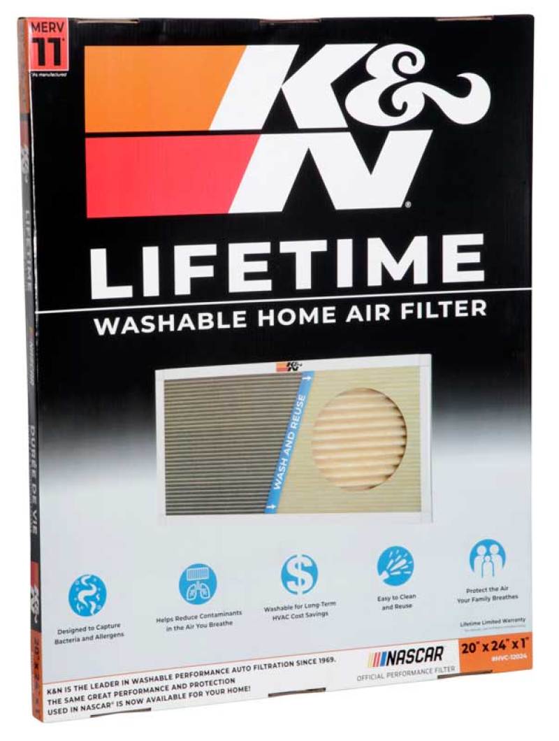 K&N Engineering HVAC Filter 20 x 24 x 1 – Reusable Pleated Synthetic Air Filter for Home, Office, and Business Applications