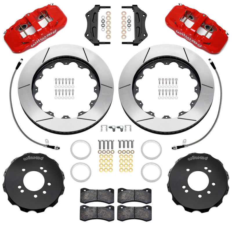 Wilwood Aerolite 6R Front Brake Kit for Nissan 240SX, Skyline, and 300ZX – 14-inch SLT Rotors, Red