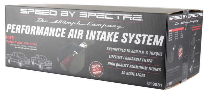Spectre 9931 Air Intake Kit for Dodge Ram 1500/2500 V8-5.2/5.9L - Polished Aluminum with Red Filter
