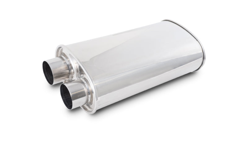 Vibrant StreetPower Oval Muffler 2.5 Inch Inlet and Outlet - Polished 304 Stainless Steel