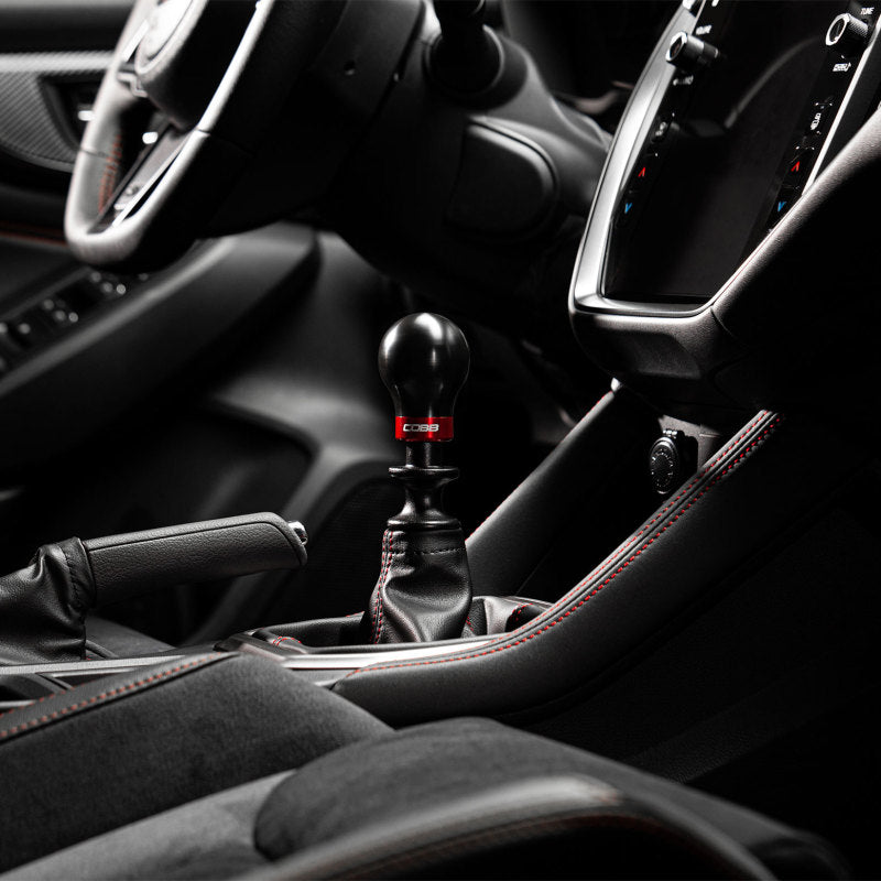 COBB Subaru 6-Speed Weighted Shift Knob - Black with Red and Black Collars