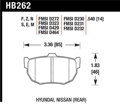 Hawk 89-97 Nissan 240SX SE HPS Street Rear Brake Pads