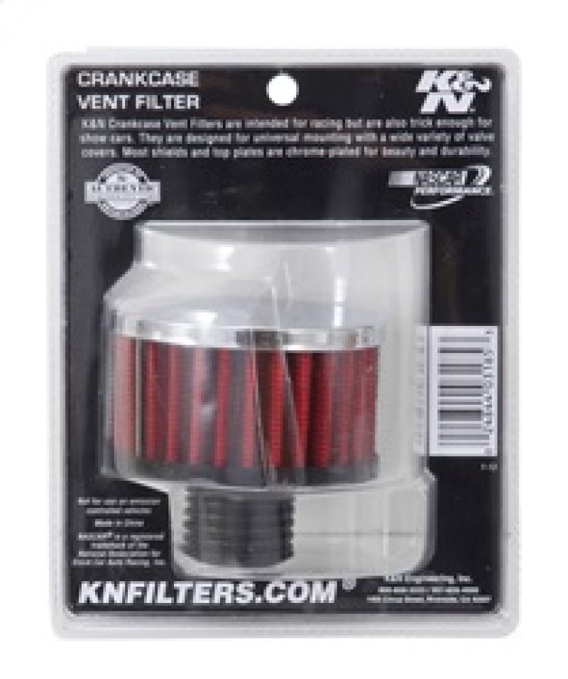 K&N Engineering 62-1495 Crankcase Vent Filter with Chrome Top and Rubber Base for Ford Valve Covers