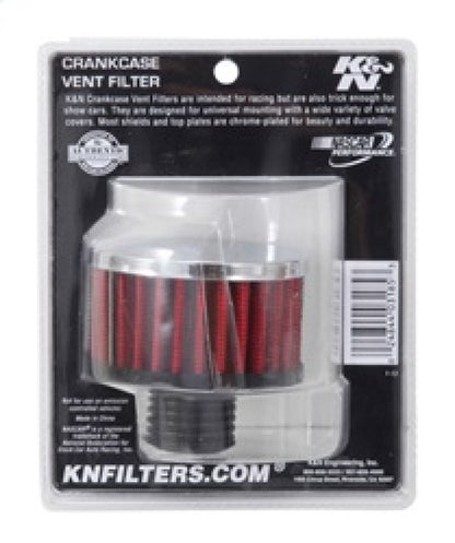 K&N Engineering 62-1495 Crankcase Vent Filter with Chrome Top and Rubber Base for Ford Valve Covers