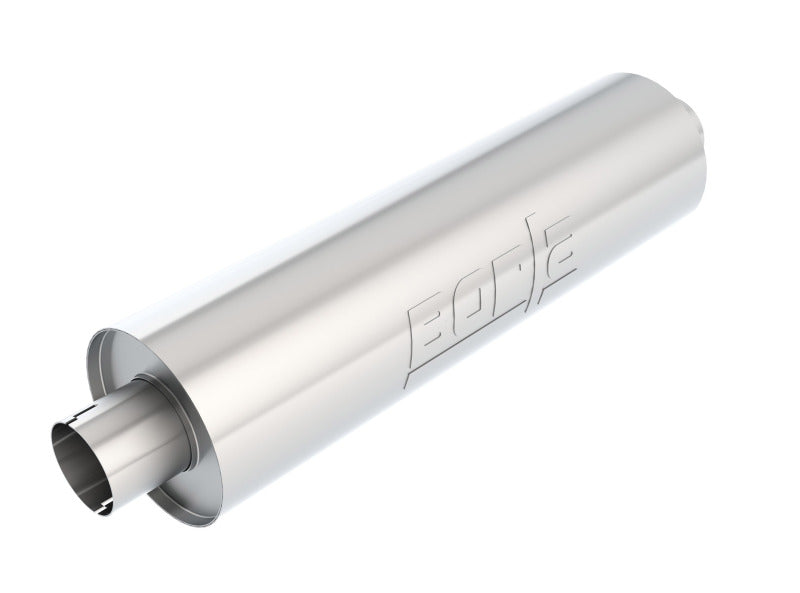 Borla Heavy Duty Truck Muffler - 3 inch Center-Inlet & Outlet, 24-inch Length, Notched Necks, Reversible Design
